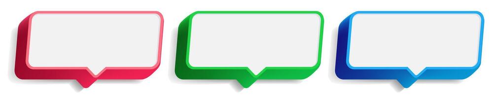 3D speech bubble icon set vector