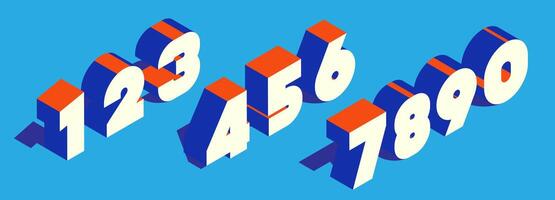Number set 3d style modern typography vector