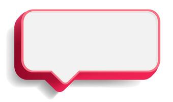 3D speech bubble icon red color vector
