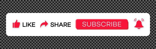 Subscribe, like, share and notification bar vector