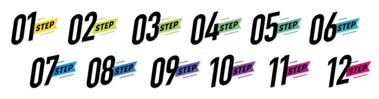 Bullet points numbers from 1 to 12 list markers vector