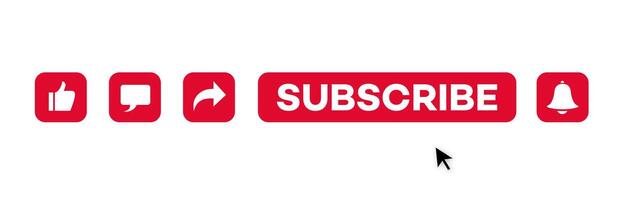 Subscribe, like, comment, share and notification icon set vector
