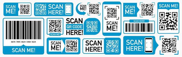 QR code scan icon set color style vector