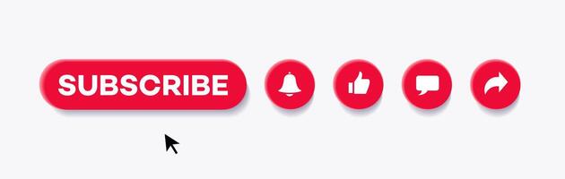 Subscribe, like, comment, share and notification button set vector