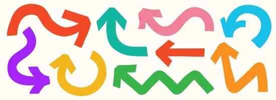 Arrow marker hand drawn color bold style set vector