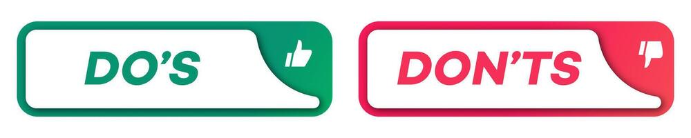 Dos and donts icons set color flat style vector