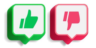 Like and Dislike label with thumb up and thumb down 3d style vector