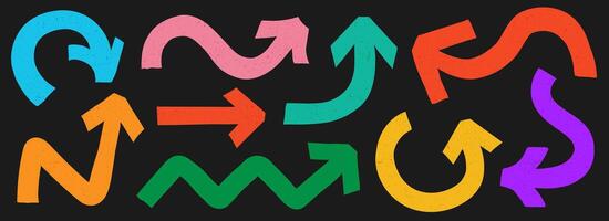 Arrow marker bold style color set vector