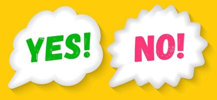 Yes and no speech bubble 3d style vector