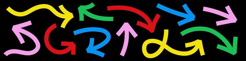 Arrow marker bold style color set vector