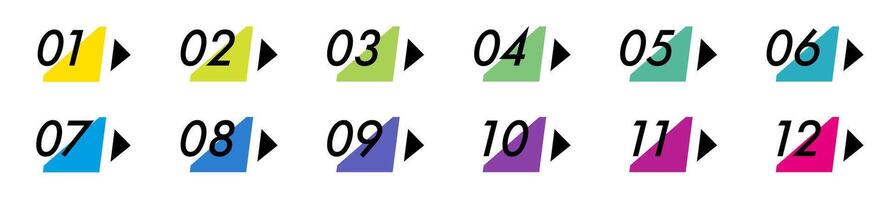 Bullet points numbers from 1 to 12 list vector