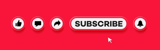 Like, comment, share, subscribe and notification bar vector