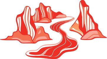 Abstract Red Rock Formations and Winding River Illustration for Design vector