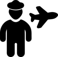 Airline Pilot Silhouette with Airplane for Travel and Aviation Themes vector