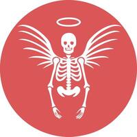 Angelic Skeleton with Wings and Halo in Red Circle Illustration vector
