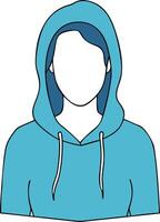 Anonymous Person in Blue Hoodie Minimalist Illustration vector