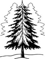 Black Silhouette Pine Tree Art for Nature and Holiday Design vector