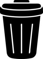 Black Trash Can for Waste Management and Recycling Concepts vector