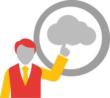 Businessman Interacting with Cloud Computing Technology Illustration vector