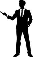 Businessman Silhouette Pointing Gesture Professional Presentation vector