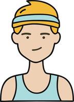 Cartoon Athlete Wearing Headband and Tank Top Illustration vector