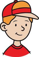 Cartoon Boy Wearing Red Cap and T-Shirt Smiling Illustration vector