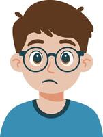 Cartoon Boy with Glasses Expressing Concern in Illustration vector