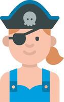 Cartoon Pirate Girl with Eye Patch and Hat Illustration vector