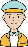 Cartoon Portrait Man with Cap and Jacket Illustration for Marketing vector