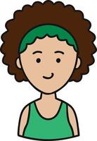Cartoon Woman with Curly Hair and Green Headband Smiling Illustration vector