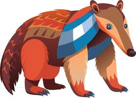 Colorful Illustration of Stylized Anteater with Geometric Design Elements vector