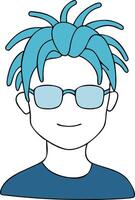Cool Hipster Avatar with Blue Dreadlocks and Glasses Illustration vector