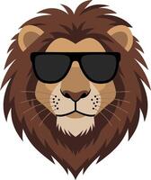 Cool Lion Wearing Sunglasses Illustration for Trendy Design Use vector