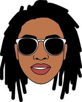 Cool Stylish Head with Sunglasses and Dreadlocks Illustration vector