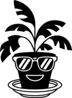 Cool Sunglasses Plant with Smiling Face in Pot vector