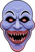 Creepy Clown Mask with Sharp Teeth Illustration for Halloween and Horror Themes vector