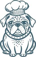 Cute Bulldog Chef Illustration Wearing Chef Hat Art for Culinary Design vector