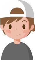 Cute Cartoon Boy in White Cap and Grey Shirt Illustration vector