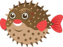 Cute Colorful Pufferfish Illustration with Spiky Details for Ocean Themed Designs vector