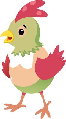 Cute Colorful Cartoon Chicken Illustration for Children's Design