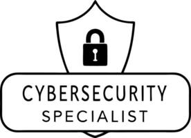 Cybersecurity Specialist Badge Shield with Lock Illustration vector