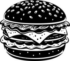 Delicious Cheeseburger with Lettuce and Sesame Bun Illustration for Food Design vector