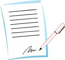Document with Signature and Pen Illustration for Business Contracts and Agreements vector