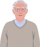 Elderly Man Illustration with Sweater Glasses Art vector