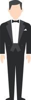 Elegant Gentleman Wearing Black Tuxedo Illustration for Formal Events vector