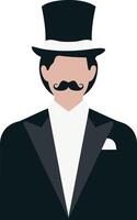 Elegant Gentleman with Top Hat and Mustache Illustration vector