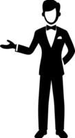 Elegant Man Tuxedo Silhouette for Formal Event Invitations vector