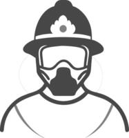 Firefighter Helmet and Respirator Mask for Safety and Emergency Services vector