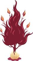 Flaming Tree with Fiery Red Leaves and Burning Base Illustration vector
