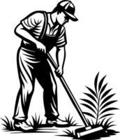 Gardener Working with Hoe Illustration Suitable for Agricultural Themes vector